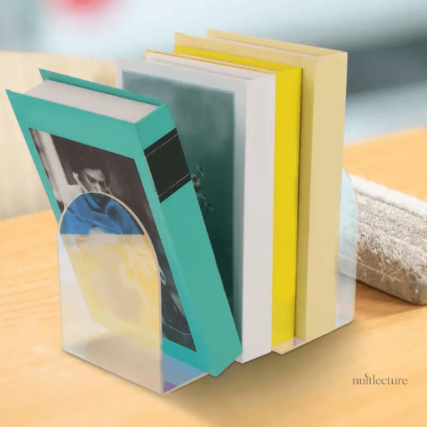 Serre-livre acrylique, éclat de couleur pour bibliothèque moderne