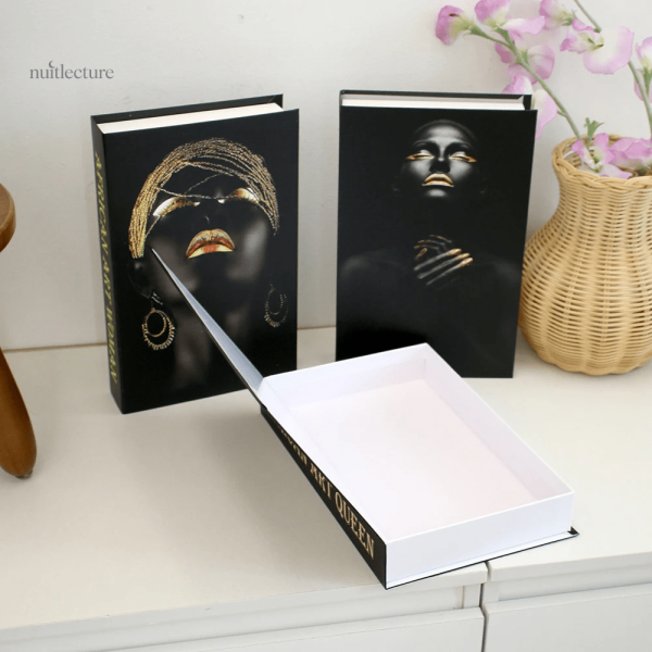 Décoration intérieure : faux livres avec femmes illustrées