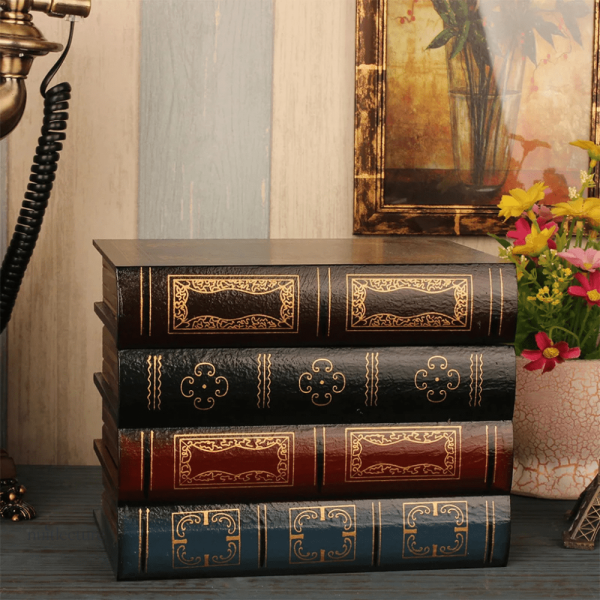 Faux livres décoratifs vintage pour rangement de bureau