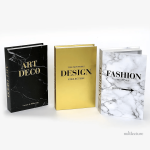 Faux livres décoratifs marbrés pour décoration de salon