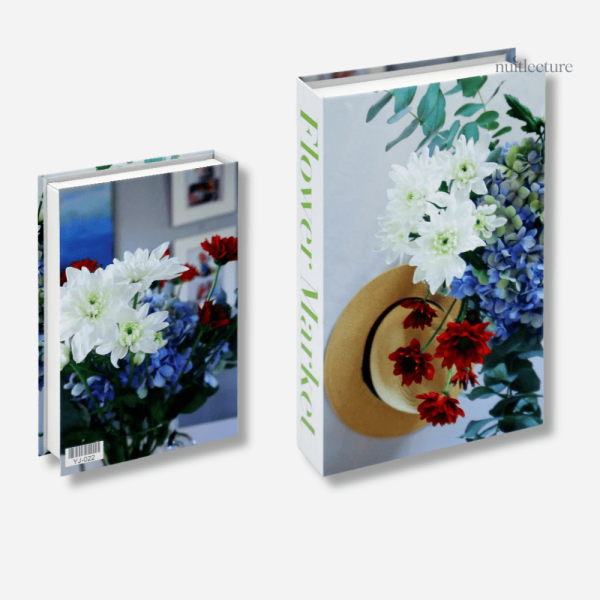Faux livres stylisés avec motifs floraux pour intérieur