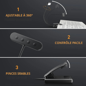 Lampe de lecture portable avec 14 LEDs lumineuses