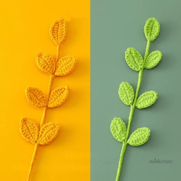 Marque-page artisanal en crochet feuilles