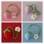 Marque-page en crochet design fraise