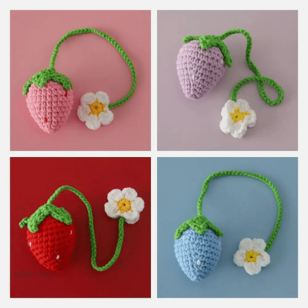 Marque-page en crochet design fraise