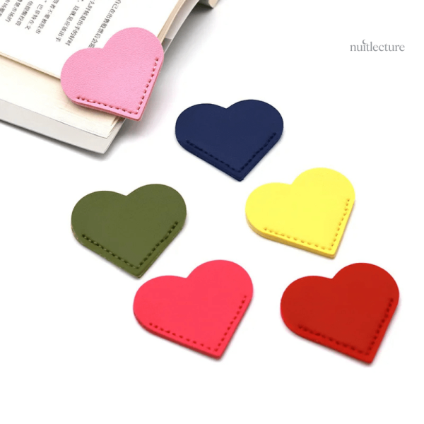 Marque-page en cuir, joli coeur, pratique et léger