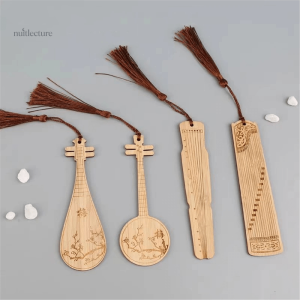 Marque-page décoratif en bois, instruments traditionnels chinois