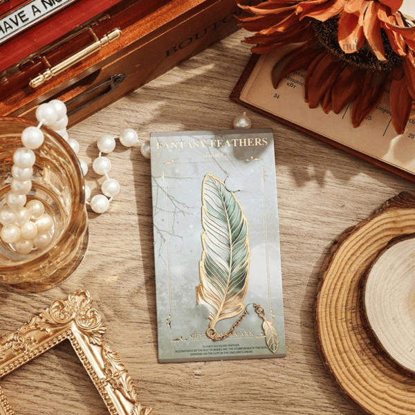 Marque-page en métal avec design plume