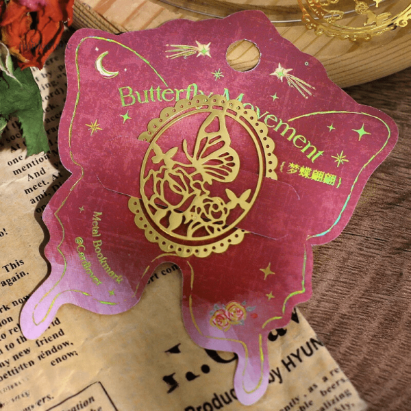 Marque-page en métal, design vintage avec motif papillon