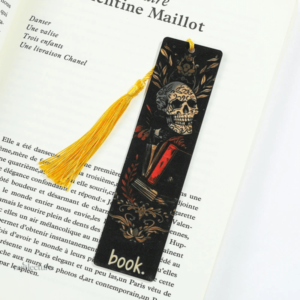 Tête de mort stylisée, marque-page pour célébrations d'Halloween