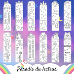 Ensemble de marque-pages à colorier licornes magiques