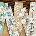 Marque-page décoratif avec fleurs en papier, style artistique