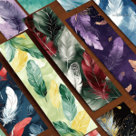 Marque-pages décoratif en papier avec design de plumes