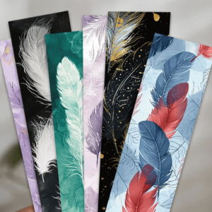 Accessoire de lecture élégant en papier avec motifs de plumes