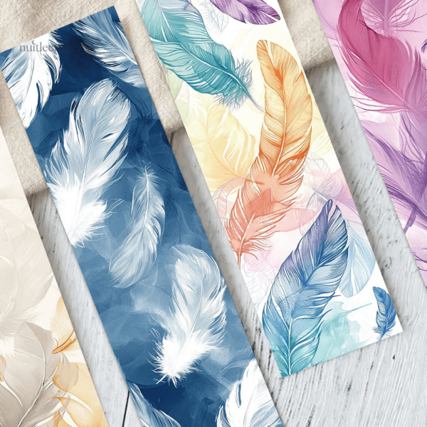 Marque-pages originaux en papier, décorés de plumes colorées