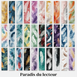 Marque-pages en papier, orné de motifs de plumes délicates