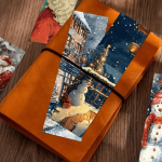 Design élégant de marque-page sur fond de neige