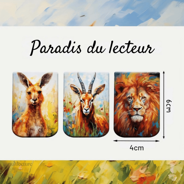 Marque-pages élégants avec illustrations d'animaux amusants