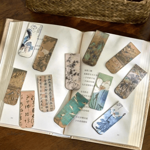 Marque-pages magnétiques décorés d'arbres, style naturel apaisant