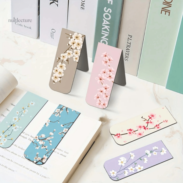Marque-pages magnétiques avec motifs de fleurs éclatantes