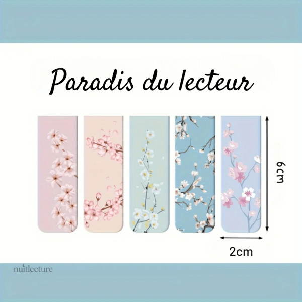 Fleurs éclatantes sur marque-pages magnétiques uniques