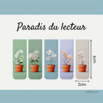 Marque-pages magnétiques avec illustrations de fleurs en pot
