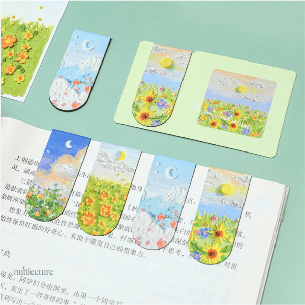 Marque-pages magnétiques aux motifs de fleurs colorés