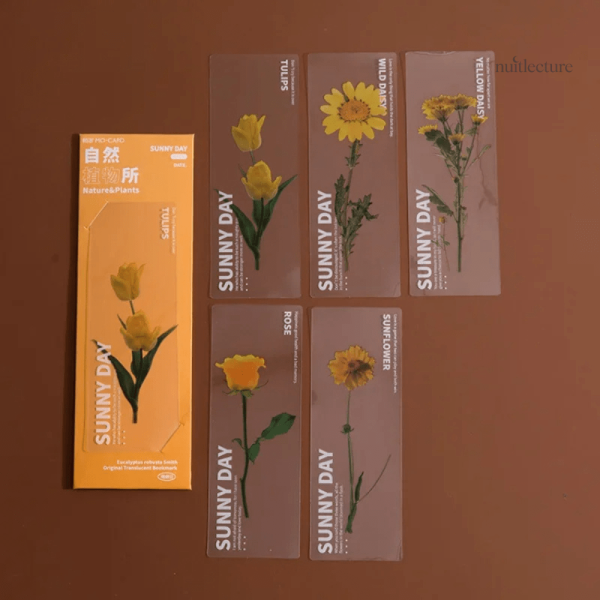 Marque-page tendance avec illustrations de fleurs vives