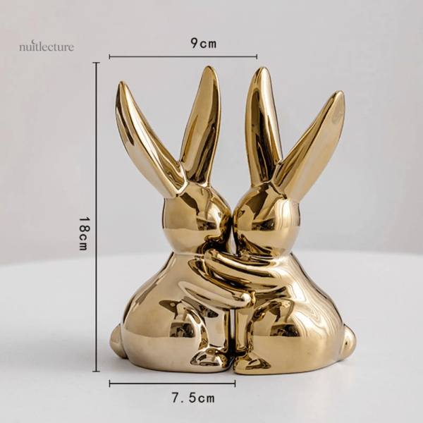 Serre-livre en céramique avec lapins, touche artistique pour étagère
