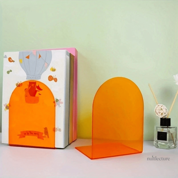 Serre-livre coloré en acrylique, design moderne et pratique