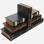 Élégant serre-livre en bois avec espace de rangement