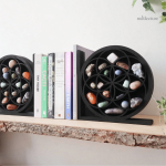 Serre-livre artistique en bois, inspiration astrale