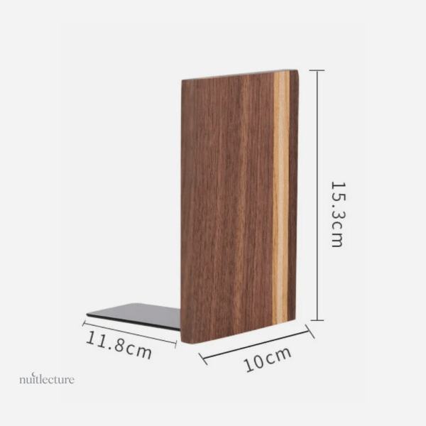 Élément décoratif en bois, serre-livre noyer chic