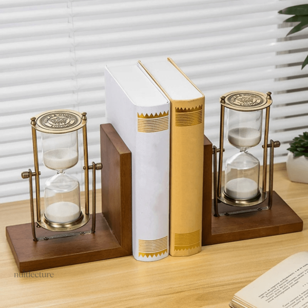 serre-livre-en-bois-sabliers-1 Serre-livre en bois avec design sablier élégant
