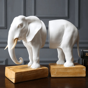 Serre livre céramique, éléphant stylisé pour bibliothèque