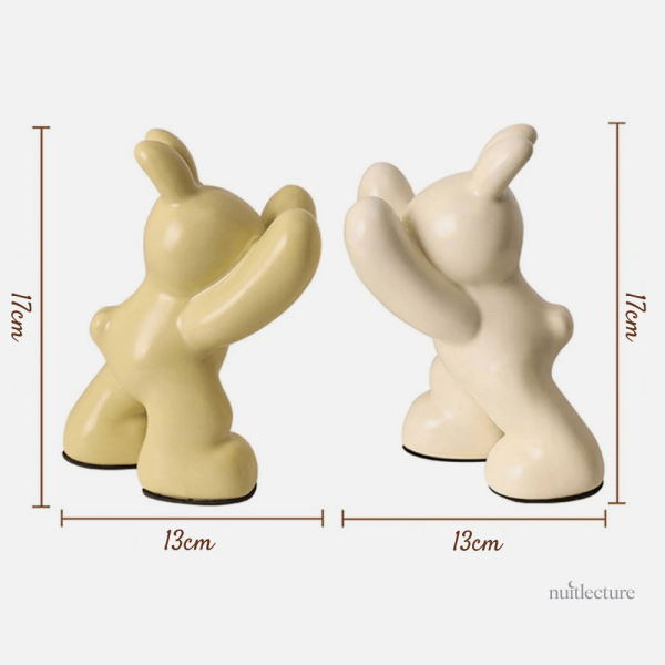Décoration de bureau : serre-livre céramique avec lapins