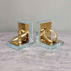 Accessoire de bureau, serre-livre en cristal
