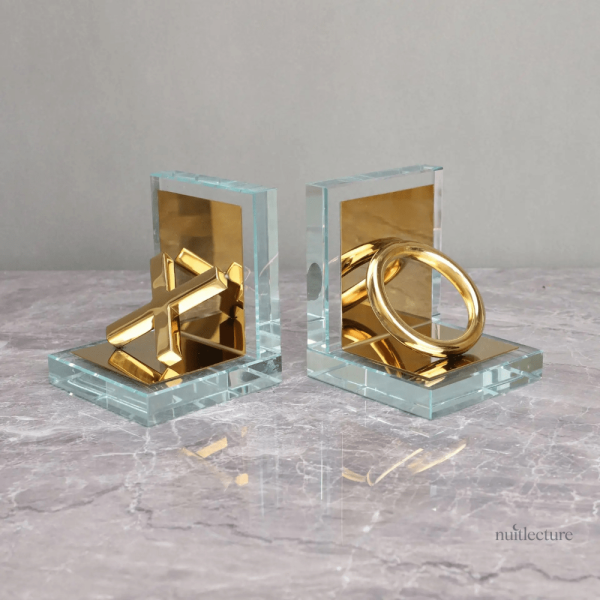 Accessoire de bureau, serre-livre en cristal