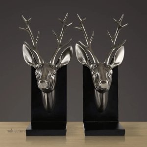Accessoire de bibliothèque en cuivre à motif de cerf