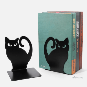 Serre-livre métal chats noirs décoratif pour bibliothèque