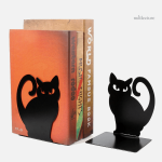 Serre-livre en métal avec silhouettes de chats noirs