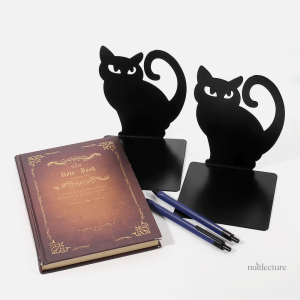 Serre-livre illustré de félins noirs pour étagères