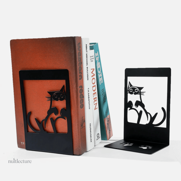 serre-livre-en-metal-chats-paresseux-1 Serre-livre métal avec design de chats paresseux