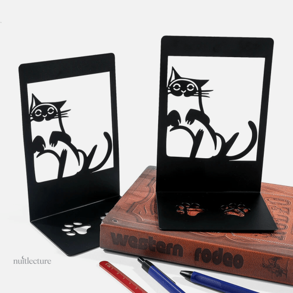 Serre-livres en métal au motif de chats endormis