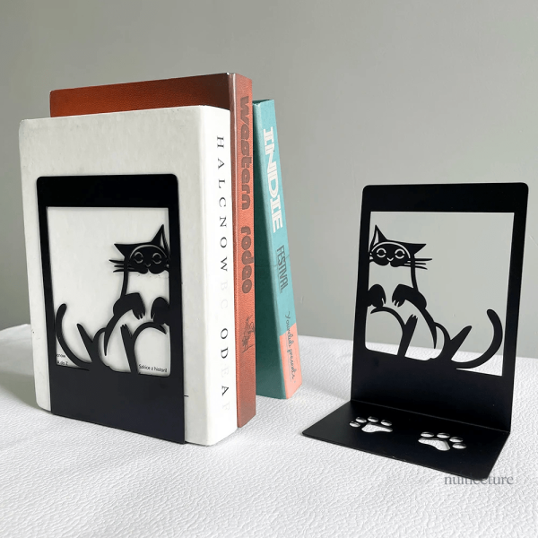 Serre-livres originaux en métal avec silhouette de chats