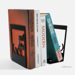 Serre-livre artistique en métal pour passionnés de chats