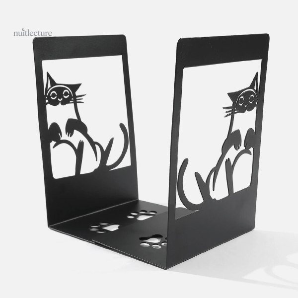 Déco pratique : serre-livre métal thème chats paresseux