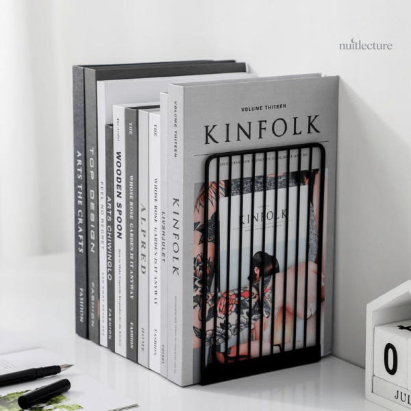 Support à livres en métal avec motif grille chic