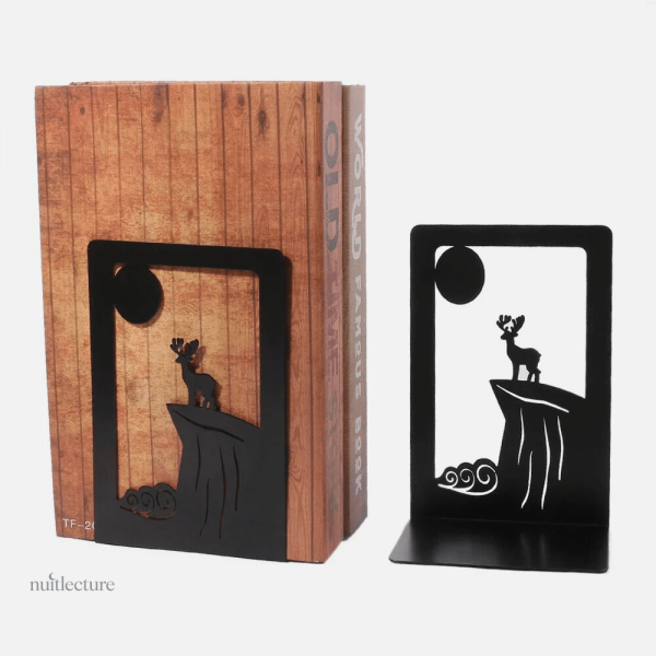 Support de livres décoratif en métal avec cerf