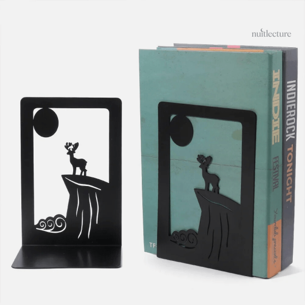 Serre-livre métal, design silhouette de cerf